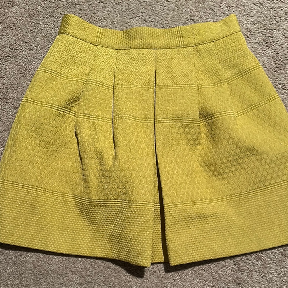 H&M Yellow Textured Mini Skirt